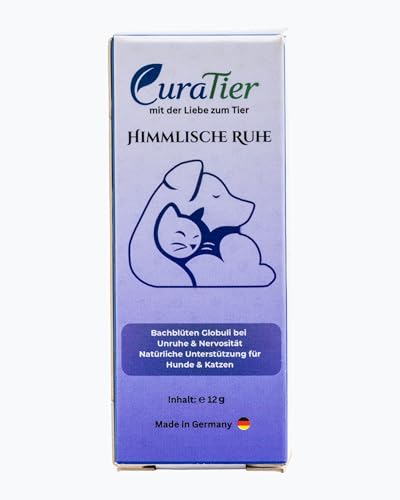 CuraTier Himmlische Ruhe – Bachblüten Globuli für Hunde & Katzen – Entspannung & innere Balance bei Unruhe, Hyperaktivität & Reisen – 12 g