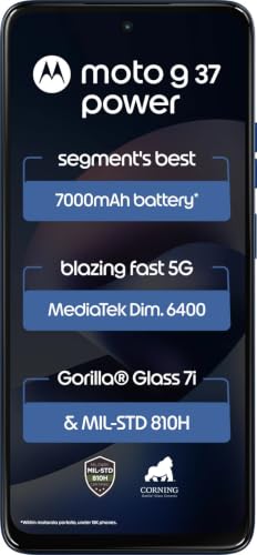 Image of MOTOROLA g37 Power (PANTONE Nautical Blue, 4GB RAM, 64GB Storage) | MediaTek Dimensity 6400 Octa-Core Processor | 50MP AI Rear Camera | 8MP Front Camera | 6.66-inch HD+ 120Hz Display | 7000mAh Battery
