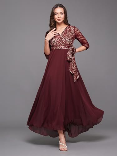 Image of Miss Chase Women's Round Neck Cap Sleeves Lace Knee -Long Skater Dress