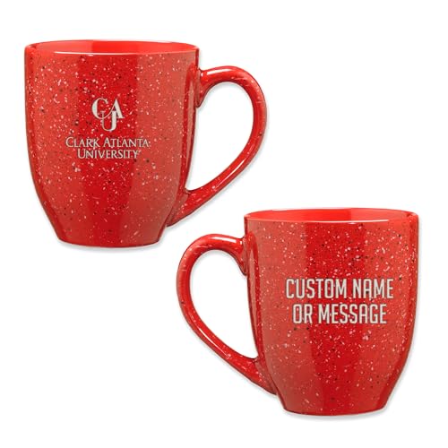 Image of Rico Industries NCAA Clark Atlanta University Panthers - CAU Red Personalized 16 oz Team Color Laser Engraved Speckled Ceramic Coffee Mug