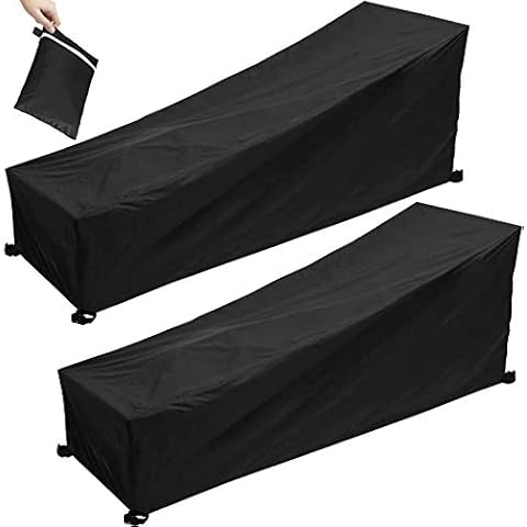 Peralng Sun Lounger Cover,2 PCS Waterproof Dustproof Outdoor Garden Sunbed Cover, Windproof Anti UV 210D Oxford Fabric Durable Furniture Lounger Chair Cover (200 X 70 X 40 X 75CM) Cover