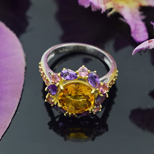 Bague en argent 925 avec améthyste véritable style art déco rétro - 5