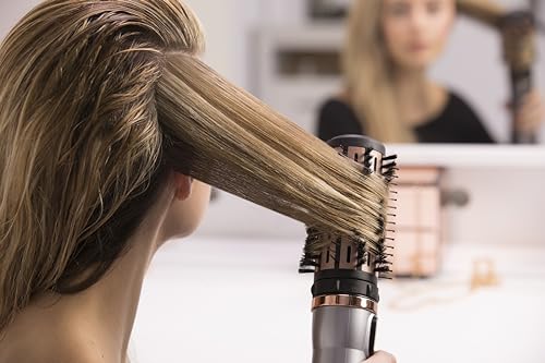 Foto von Remington Warmluftbürste rotierend [automatisch] Keratin Protect (inkl.3 Aufsätze: 2 Rundbürsten+Haaransatz-Booster für mehr Volumen) + Haarklammern, Keramikbeschichtung mit Mandelöl, AS8811,Grau