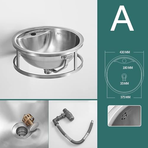 Lavabo mural inox de 43 cm évier rond avec support de fixation cuisine