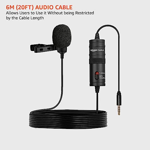 Image of (Refurbished) Amazon Basics Auxiliary Omnidirectional Lavalier Condenser Microphone (with 20ft Cable)