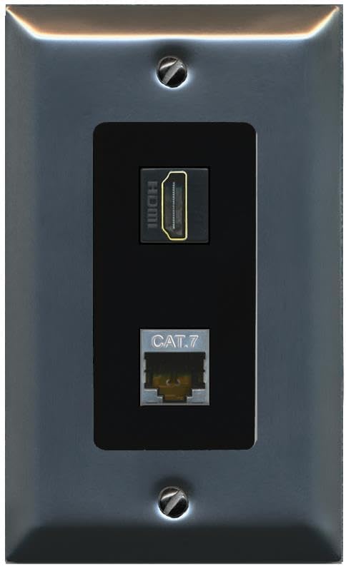 Vista 22 de RiteAV Placa de pared HDMI y Cat7 - 1 cuadrilla [negro/marfil]