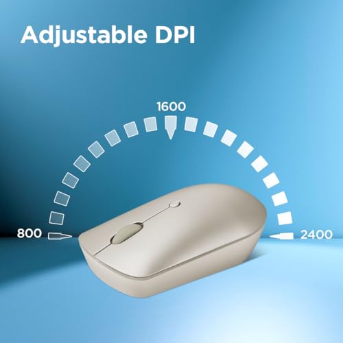 Image of Lenovo 540 USB-C Compact Wireless Mouse (2400 DPI Sensor, 2.4GHz Wireless Nano USB, 4-Button (Left Click, Right Click, Scroll Click, DPI)|Ambidextrous Design|3 Year Warranty | Sand), GY51D20873