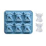 Mini Molde Para Cubitos De Hielo De, Bandeja De Cubitos De Hielo De Animales 3D De Silicona, Molde Reutilizable Forma 6 Vigas Para Chocolate, Dulces, Gelatina, Dulce Y Fabricación De Jabón