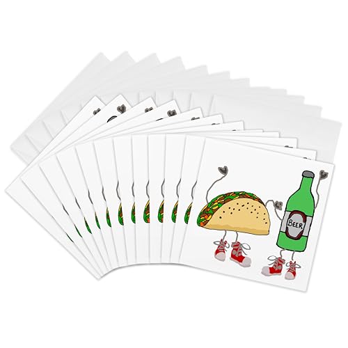 Cartes de vœux drôles dessin animé de tacos bière lot de 12 pièces