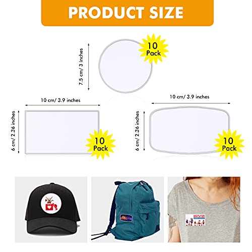 Waydress WAYDRESS-SUBLIMATION PATCHES-ME991A 30 Pieces Sublimation Patches Fabric Iron-On Blank Patches 3 Shapes Repair Patches Sublimation Blank Hat Patch thumb #1