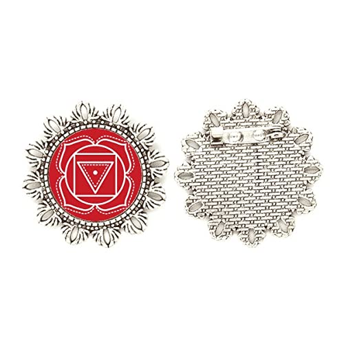 Broche de plata mediano tipo tótem con diseño geométrico floral para moda mujer
