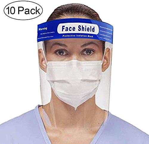 AOGUERBE Visor de Seguridad Ajustable Visor de Protección Transparente Reutilizable Visor Transpirable Protección a Prueba de Viento Sombrero Antipolvo Protección para Ojos y Cara 10 Piezas