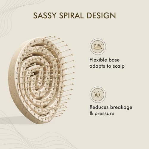 Image of Ikonic Me Spiral Vent Travel Hair Brush IKM-2109, Heat Resistant Open Vent for Quick Drying, Ergonomic Grip, Gentle Detangling, Shiny, Smooth Finish for Daily Styling, All Hair Types - Sand Beige