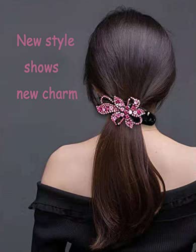 Yusier 4Pcs Duckbill Clip Rhinestone Hair Accessory Diamond Hair Clips With Flower Rhinestone Barrettes Prom Rhinestone Clips For Hair (Flower) #TOP4