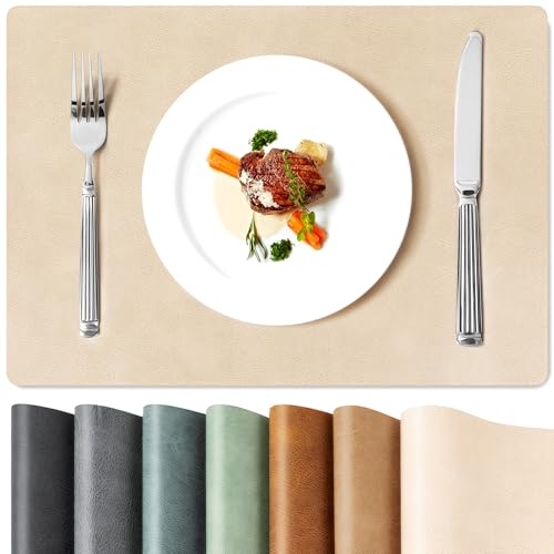 Roxifina Faux Leather Placemats Set of 4 - Vinyl...