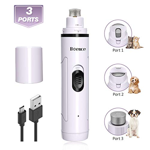 Boence Dog Nail Grinder,Pet Nail Grinder, Adjustable Power 2-Speed Electric Rechargeable Pet Nail