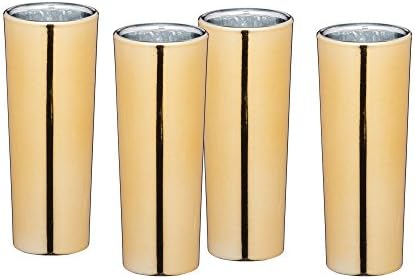 Barcraft Luxury Tall Shot Glasses, 60 ml (2 fl oz) -Metallic Gold Finish (Set of 4), 3.9 x 3.9 x 10.4 cm