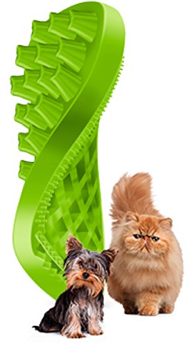 Image of Pet and Me Pet+me Rubber Brush for Soft Long Hair Green for Pets Soft Long Hair