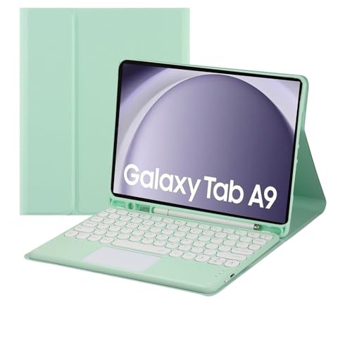 Custodia per tastiera touch per Samsung Galaxy Tab A9 2023 con portamatite magnetica staccabile 8.7 pollici bluetooth verde