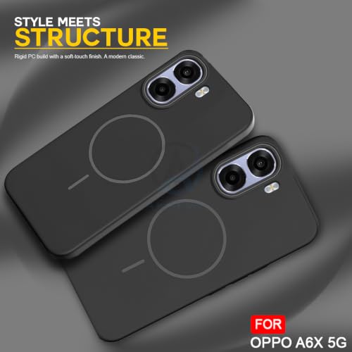 Image of AESTMO Shockproof Back Case Cover for Oppo A6X 5G | Slim Hard Shell | Hard Back Cover for Oppo A6X 5G (Compatible with MagSafe Accessories, Black)