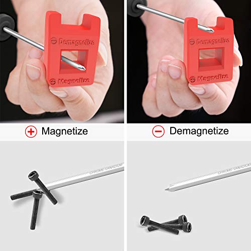 Magnetic Screwdriver Set, XOOL Professional Cushion Grip 5 Phillips and 5 Flat Head Tips Screwdriver Non-Slip for Repair Home Improvement Craft