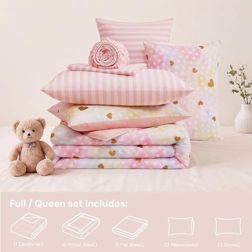 Image of Full Size Comforter Sets with Sheets for Girls-7 Pieces Full Size Bed Set