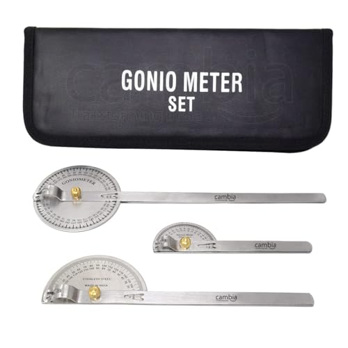 Image of Cambia Premium Quality Goniometer Set of 3 Pcs. with Pouch - Designed for accurate measurement of joint angles - Durable stainless steel for long-lasting - goniometer