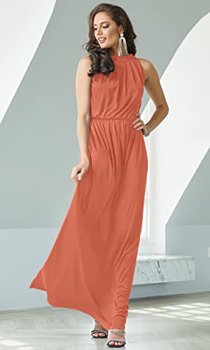 Image of KOH KOH Womens Long Sleeveless Halter Bridesmaid Wedding Guest Maxi Dress