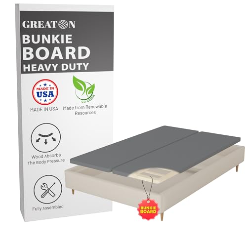 Greaton 1.5' Split Wood Bunkie Board Queen Bed - 2-Piece Under Mattress Support Board, Fully Assembled, Fabric Ventilation Cover - Replaces Wooden Slats or Box Spring for Bed Frames