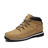  Botas de cuero para hombres Botas de invierno planas de otoño e invierno Botas casuales antideslizantes Caminata clásica con cordones Botas de trabajo de oficina diario gris amarillo negro