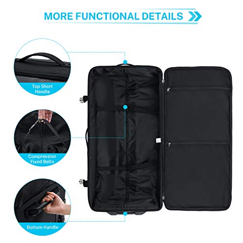 Gonex Rolling Duffle Bag with Wheels, 100L Water Repellent Large Wheeled Travel Duffel Luggage with Rollers 30 inch, Black