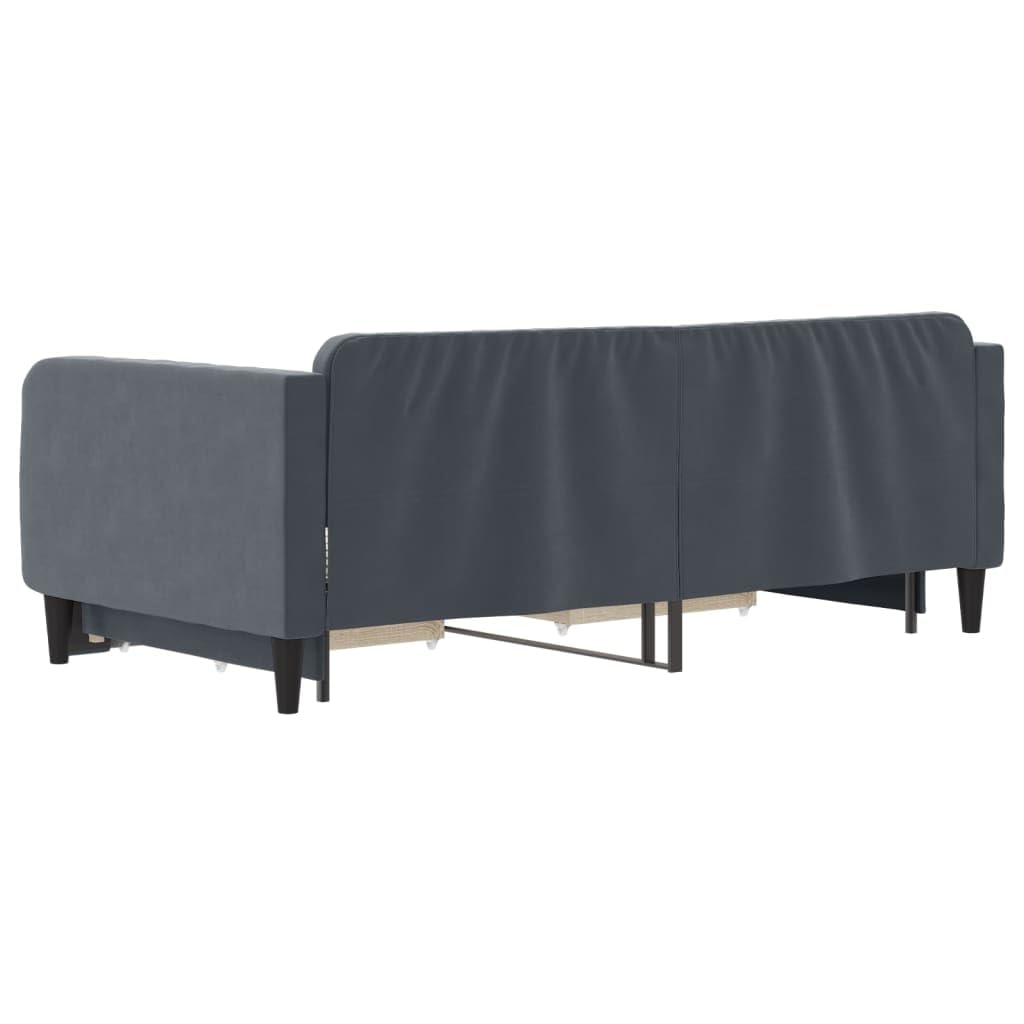 Velluto 2 in 1 Letto Estraibile con Cassetti Grigio Scuro 90x190cm