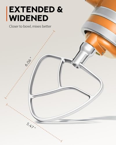 Image of Flat Beater Replacement Fit for Kitchen aid 5Qt Bowl Paddle Attachment for Tilt-Head Stand Mixers K45B,Stainless Steel Pastry Beater /No Coating /Dishwasher Safe