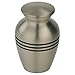 Classic Three Bands Pewter Keepsake Cremation Urn for Ashes, Brass, Gray Silver Urn, Keepsake Sized Cremation Urn, 3 Inches High