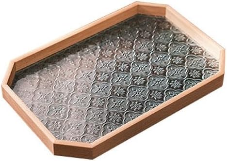 Breakfast Tray Retro Wooden Walnut Color Snack Storage Box Rectangular Tea Tray Dried Fruit Snack Tray Home Tray Coffee Table Tray,C