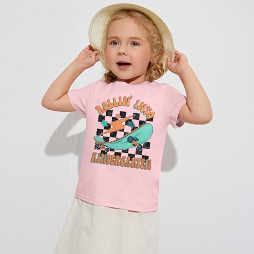 Image of Rollin Into Kindergarten Shirt Boys Girls First Day of Kindergarten T Shirts Little Kids Tee Top