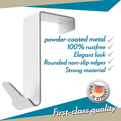Menz Over Door Hook 4 Pack White, Stable Overdoor Hanger. Rust-Free Door Hangers for Clothes 4.1cm Fit. 15kg Coat Hanger - Image 2