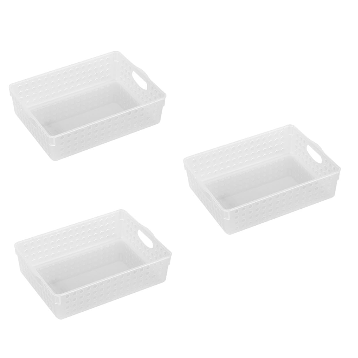 NUOBESTY 3pièces Panier De Rangement Plastique Creux Pour Documents Organisateur De Bureau Et Maison Blanc