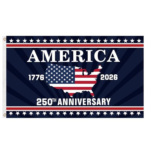 250 America Anniversary Flag 3x5 Ft - USA Patriotic Banner for 4th of July