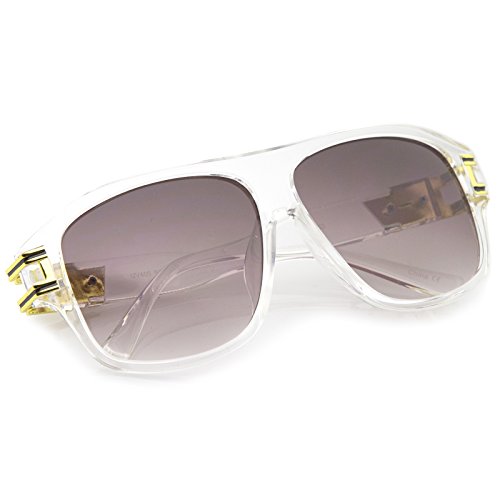zeroUV - Oversize Flat Top Metal Accent Wide Temple Square Lens Aviator Sunglasses 60mm4