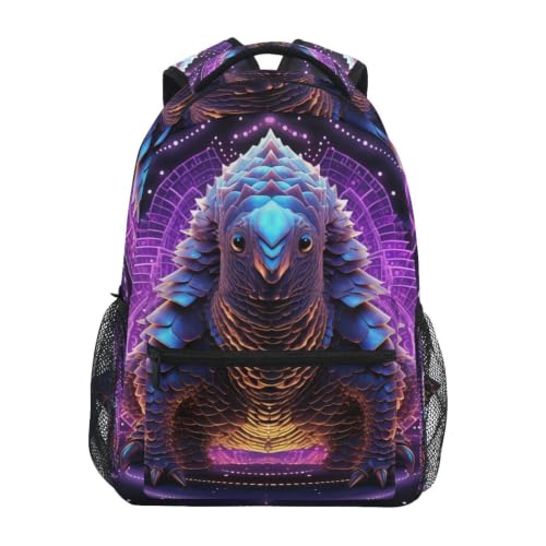 Sac à dos monstres pourpres abstraits cartable scolaire pour filles et garçons