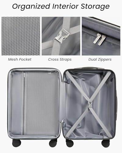 YOETEY 22x14x9 Carry On Luggage for Airplanes - Expandable Hard Shell Suitcases for Travelling, Lightweight, TSA Lock (Black, 20 Inch) image 1