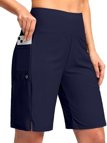 G Gradual Women's 9" Long Swim Board Shorts with Pockets