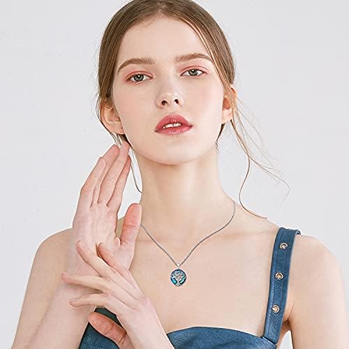 Odinstone Tree of Life Necklace, 925 Sterling Silver Family Tree of Life Pendant for Women, Abalone Shell Tree of Life Jewellery Gifts for Women