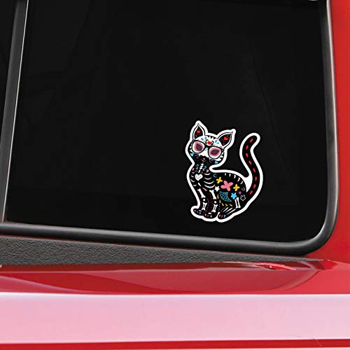 Jmm Industries Cat Sugar Skull Decal Sticker Day Of The Dead Gato Mexican Decor Holiday Cute 4-Inches Premium Quality Vinyl Sticker Uv Protective Laminate Pds2142 #TOP3