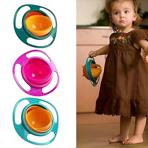 Image of Gyro Bowl for Toddlers, Baby Magic Bowl-360 Rotating for Kids Age 1 to 3 Years - Non Spill Resistant, Anti-Spill Rotating Snack Bowl, BPA Free, Non-Toxic, Mess-Free Feeding Bowl.