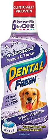 Dental Fresh Advanced Plaque and Tartar Water Additive, 8oz – Dog Teeth Cleaning Formula to Freshen Breath and Improve Overall Oral Health
