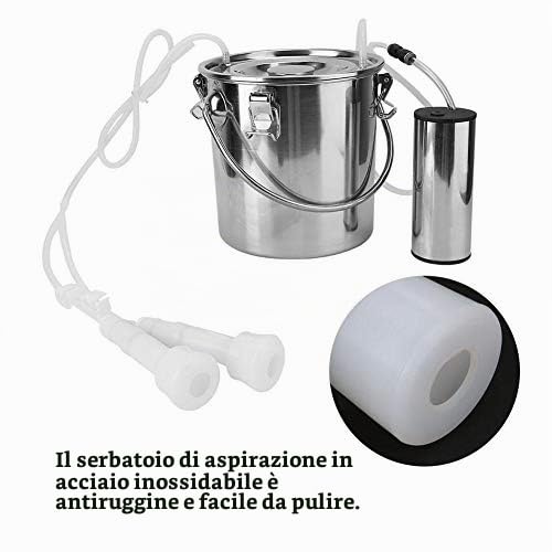 YOUTHINK Kit di Mungitura Mungitrice Elettrica Portatile a Mucca di Pecora da 5 Litri di Capra Macchina per Mungitura Elettrica per Capra da Mucca Spina Europea Con 2 Tettarelle (Per Capra/Mucca)(Cow)