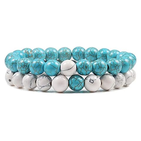 MOJÜROCZY 2Pcs Tiger Eye Beads Bracelet Men Women Classic Natural Lava Stone Couple Distance Bracelet Jewelry Cover