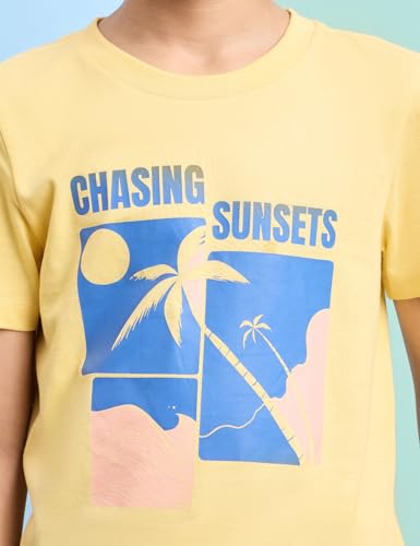 Image of Amazon Brand - Symbol Boys 100% Cotton Graphic Printed Half Sleeves T-Shirt | Age 6-14 Years
